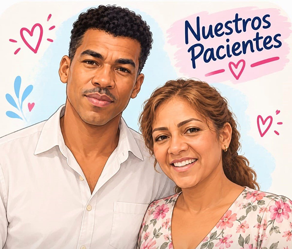 Pareja de pacientes sonriendo